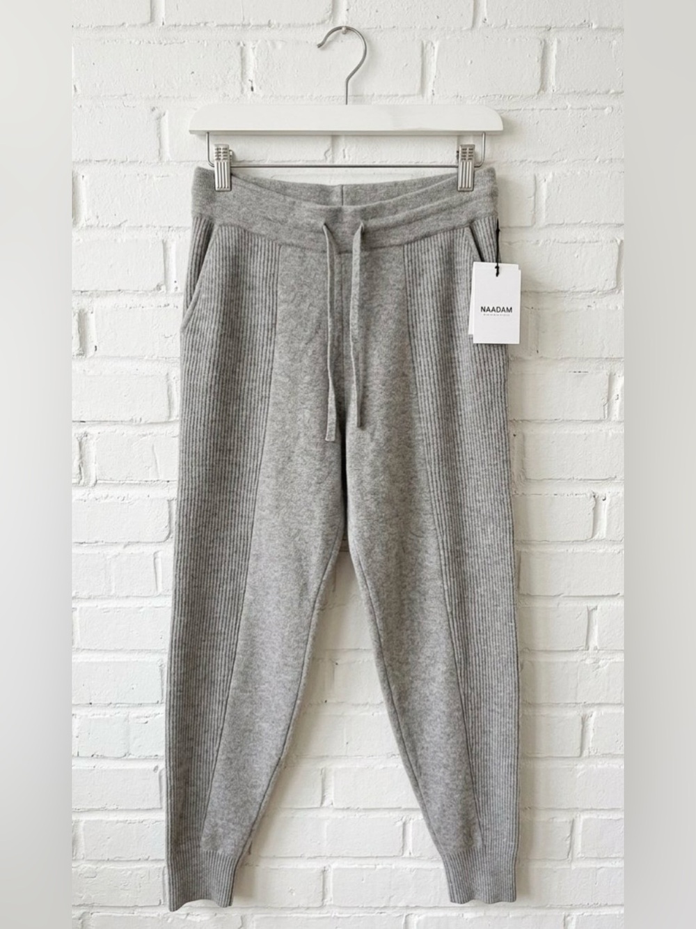 NAADAM 100% Cashmere Rib Jogger Pants Col: cement size small $229